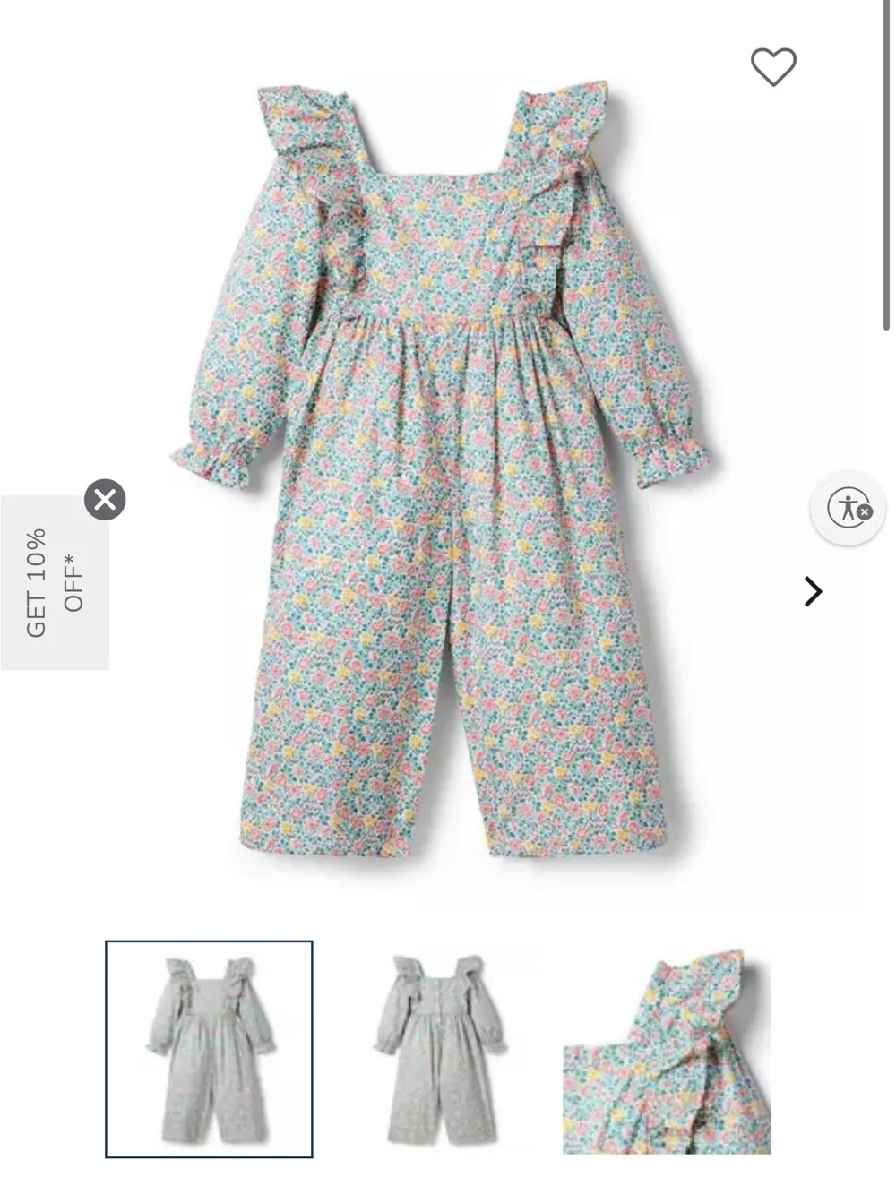 Janie and Jack Pastel Floral Ruffle Jumpsuit — Pink, Blue, Yellow